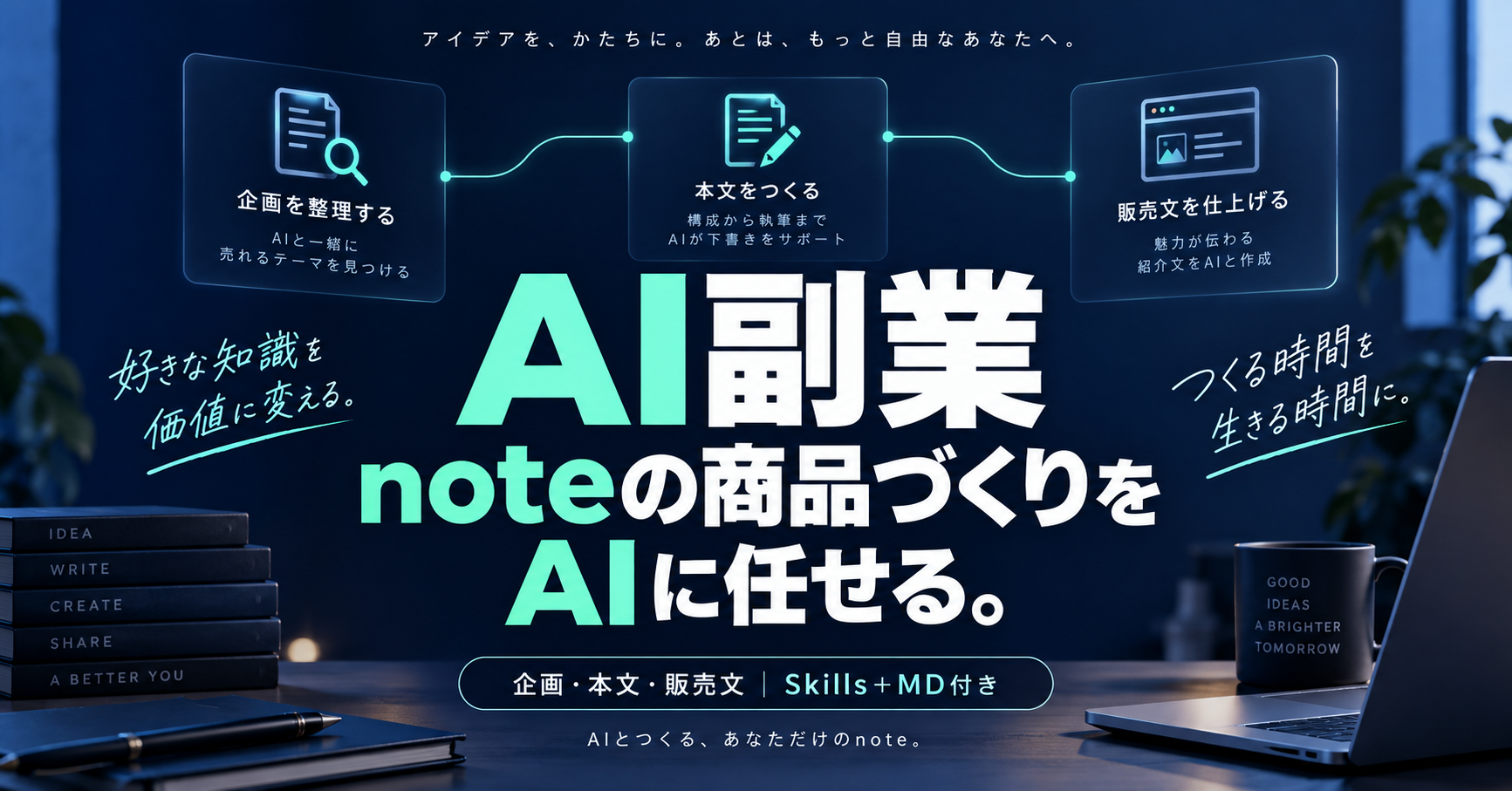 商品づくり教材（500円）：商品案・本文・付録・紹介文を作る手順。AI利用料は別途。